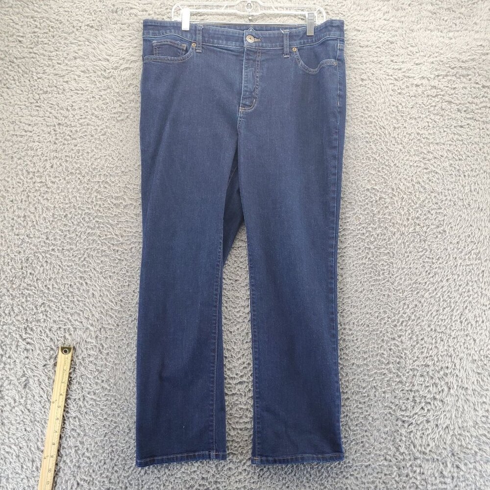 St. Johns Bay Jeans Womens 16 Short Blue Straight Leg Stretch Cotton Blend